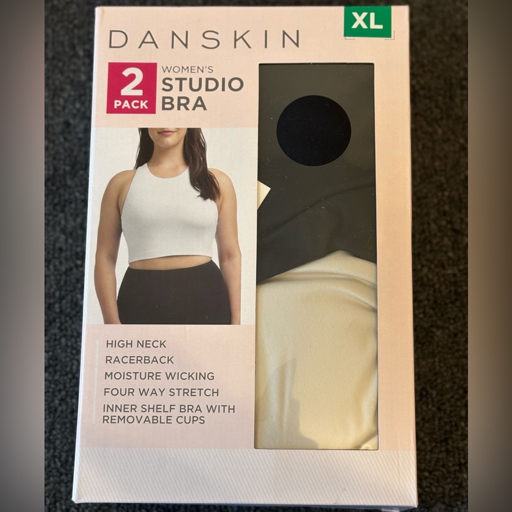 Danskin Women's Studio Bra 2-Pack in Black and cream color